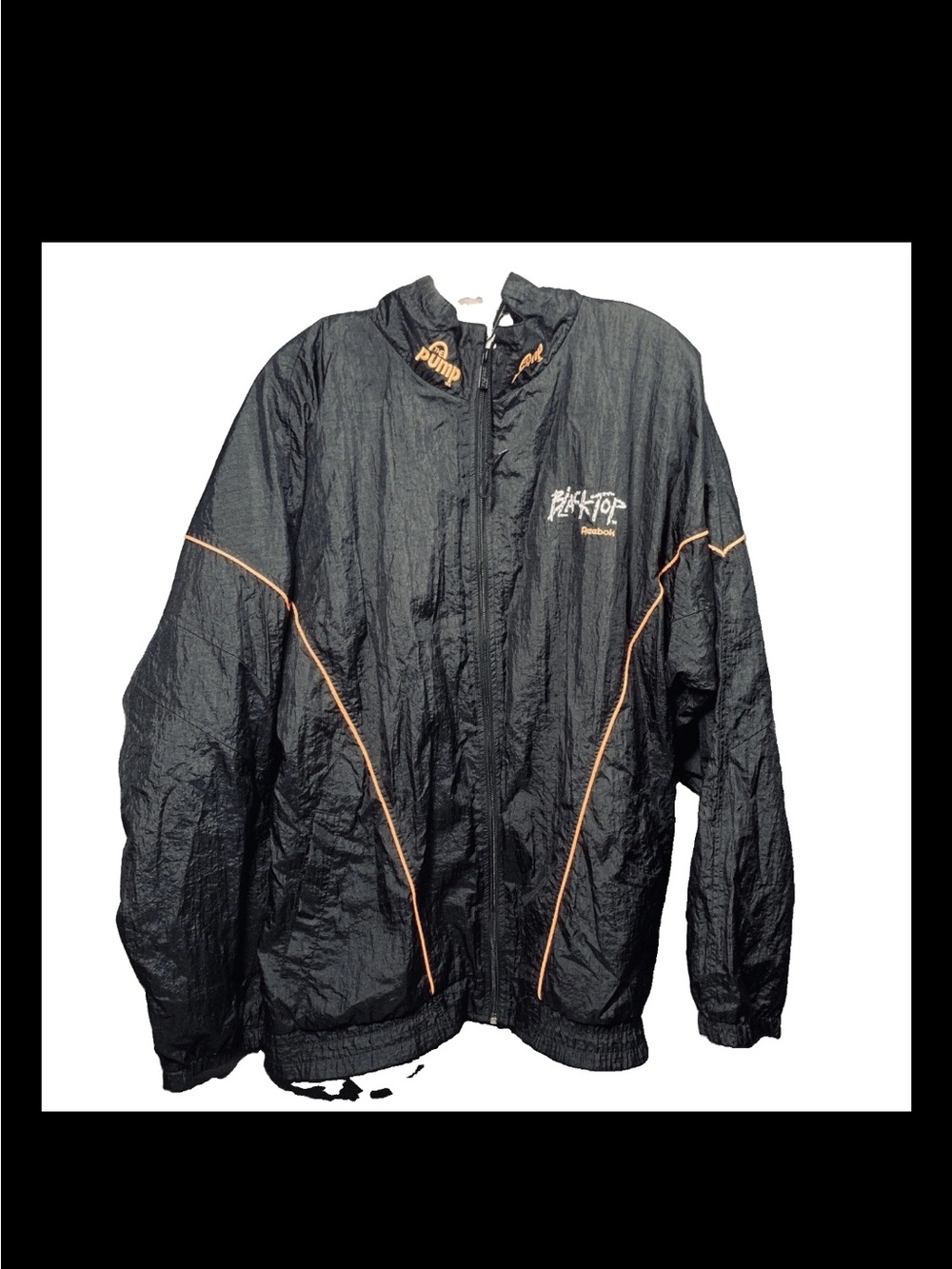 Vintage Reebok Blacktop Pump It up Black / Orange Windbreaker Jacket Men Size XL